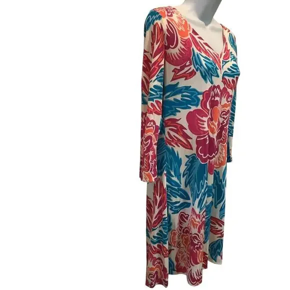 DIANE von FURSTENBERG ”KADEN” KNIT SILK FLORAL PRINT OVER THE HEAD STYLE DRESS 8 - Picture 5 of 11